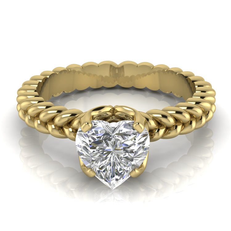 Rope Band Heart Shaped Moissanite Engagement Ring