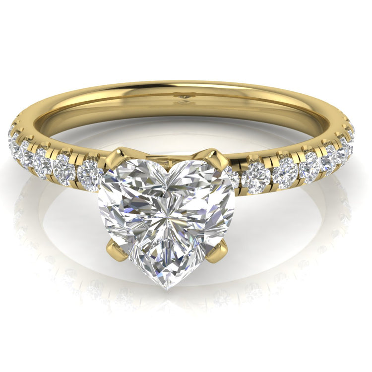 Classic Pave Heart Shaped Moissanite Engagement Ring