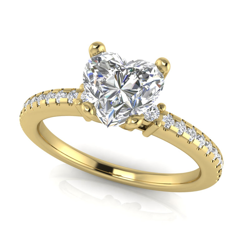 Floating Shoulder Heart Shaped Moissanite Engagement Ring