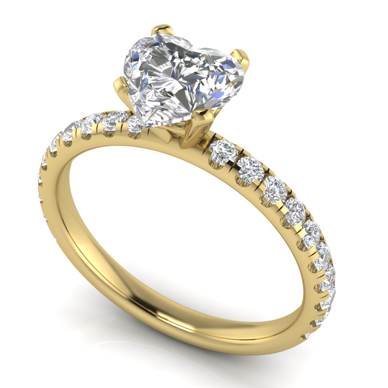 Classic Pave Heart Shaped Lab Diamond Engagement Ring