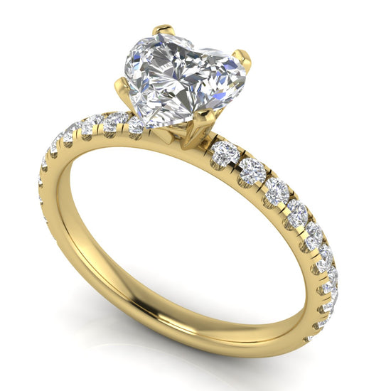 Classic Pave Heart Shaped Moissanite Engagement Ring