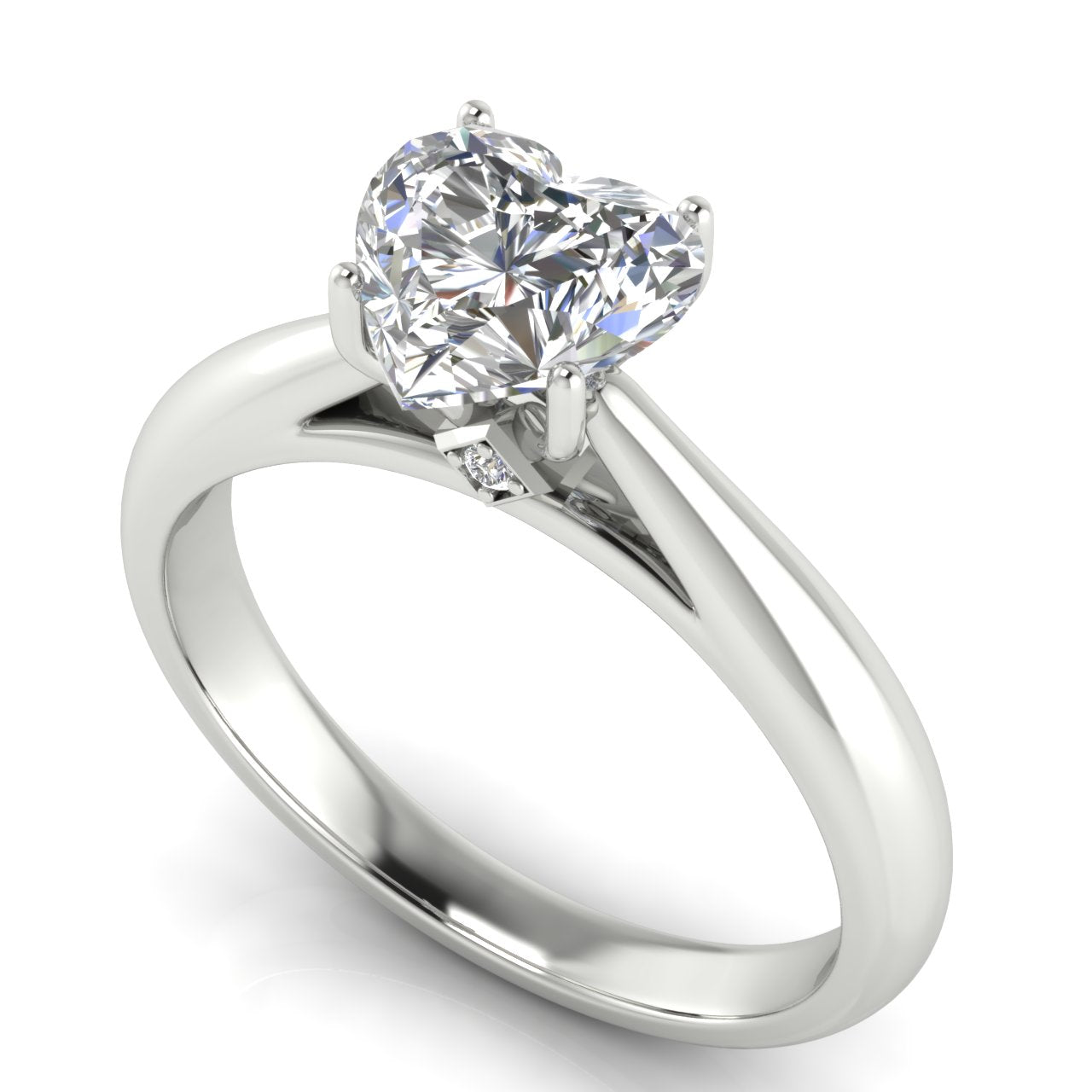 Elegant Hidden Stone Heart Shaped Moissanite Engagement Ring