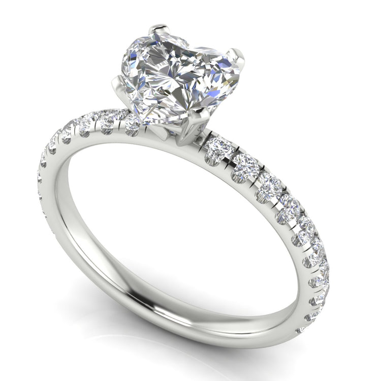 Classic Pave Heart Shaped Lab Diamond Engagement Ring