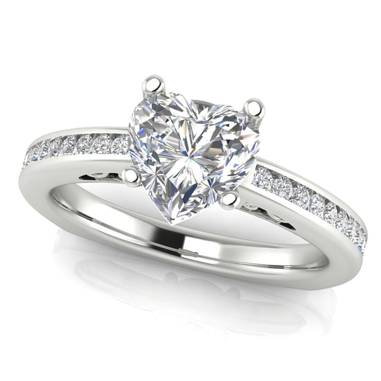 Euro Channel Set Heart Shaped Moissanite Engagement Ring