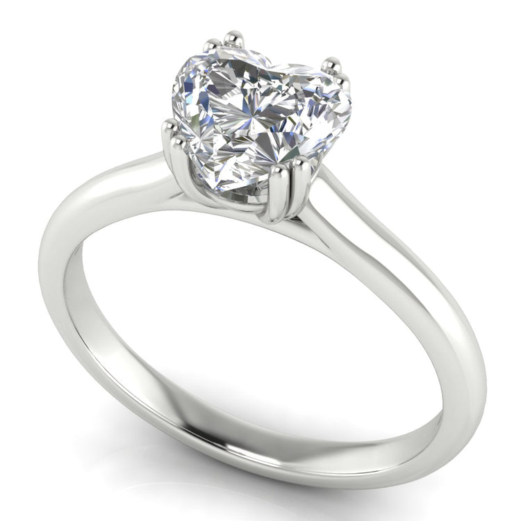 Double Prong Heart Shaped Lab Diamond Engagement Ring