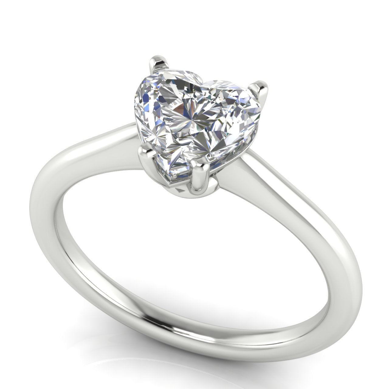 Basket Set Floating Heart Shaped Lab Diamond Engagement Ring