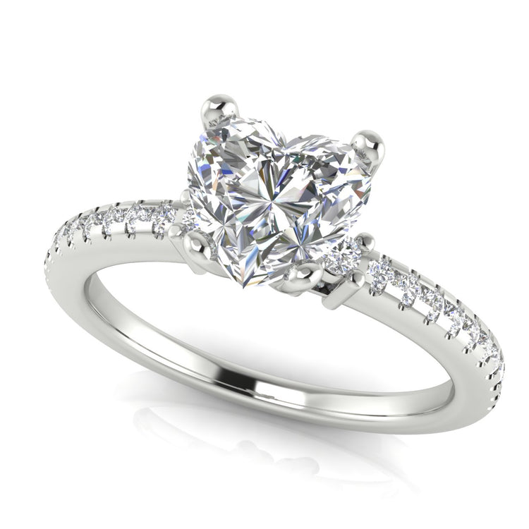 Floating Shoulder Heart Shaped Moissanite Engagement Ring