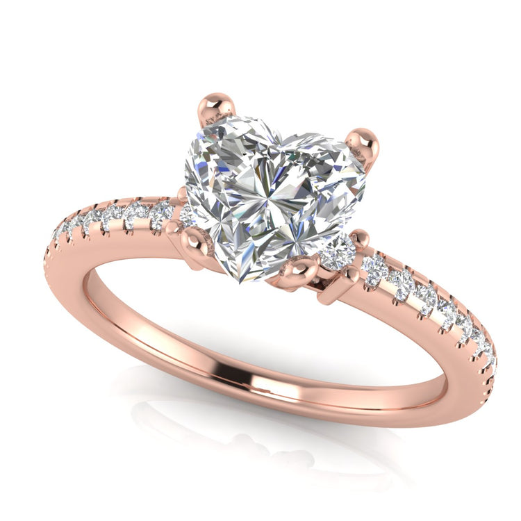 Floating Shoulder Heart Shaped Moissanite Engagement Ring