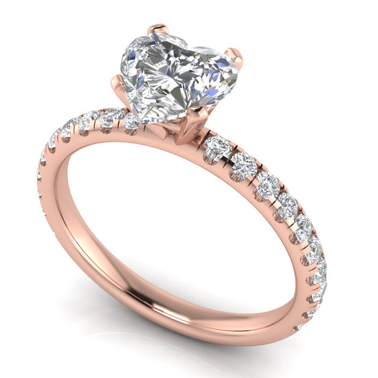 Classic Pave Heart Shaped Lab Diamond Engagement Ring