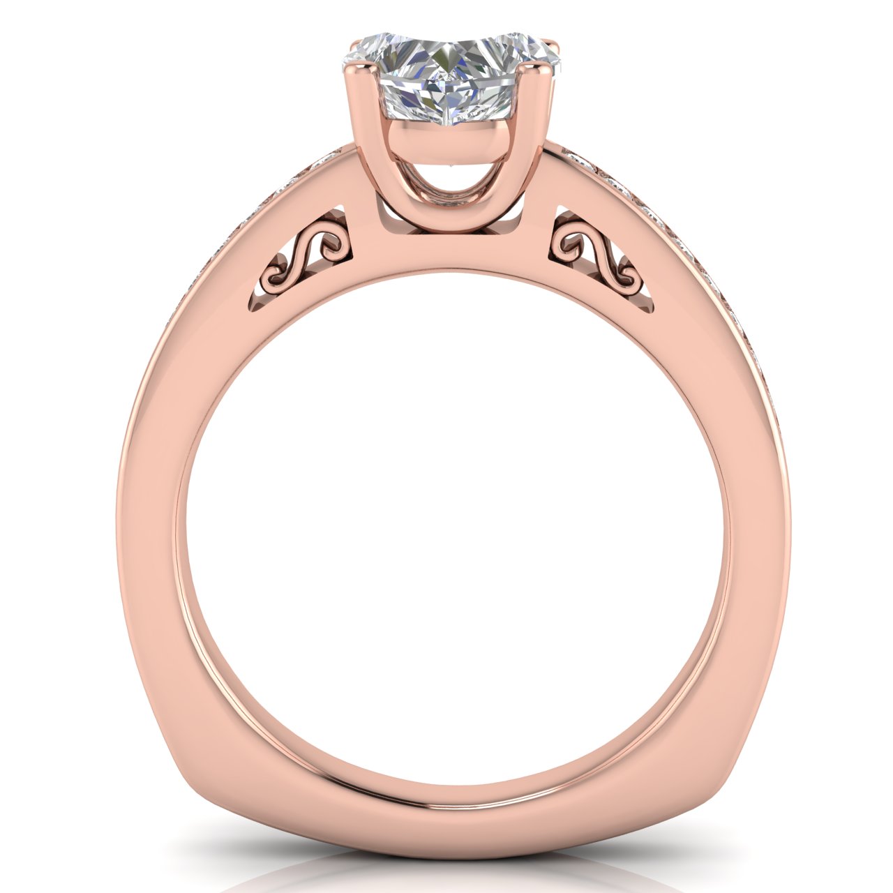 Euro Channel Set Heart Shaped Lab Diamond Engagement Ring