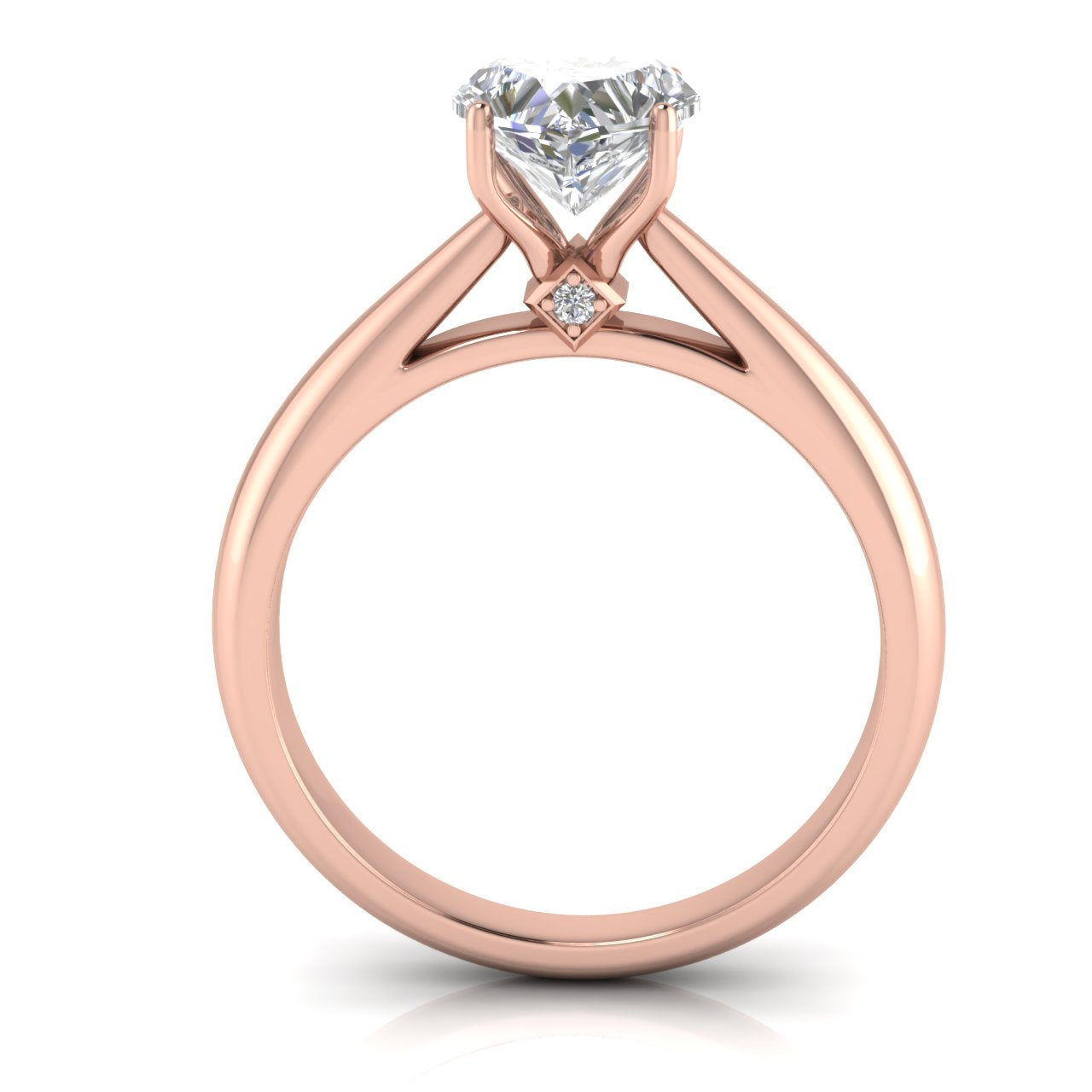 Elegant Hidden Stone Heart Shaped Lab Diamond Engagement Ring