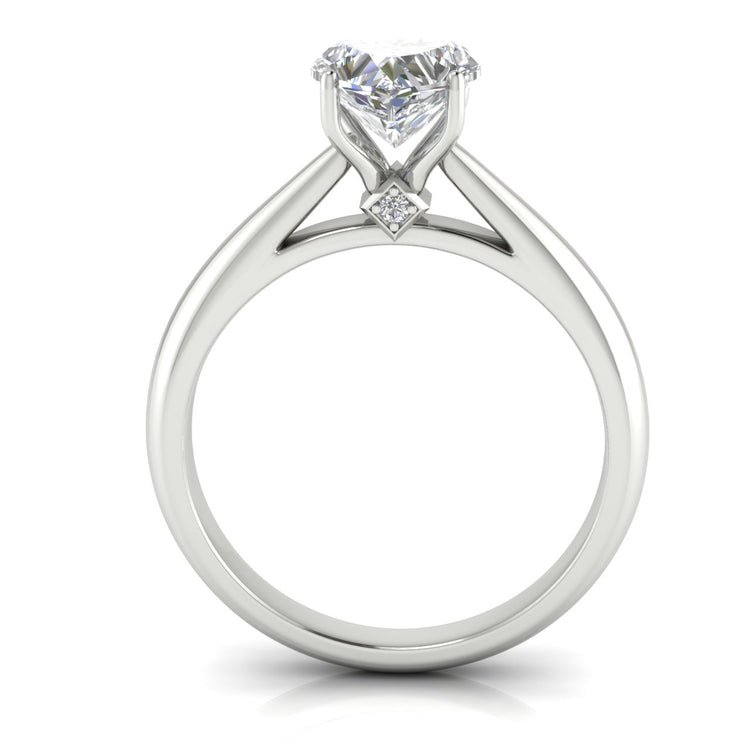 Elegant Hidden Stone Heart Shaped Lab Diamond Engagement Ring