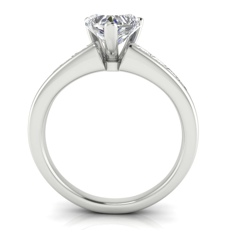 Princess Channel Set Heart Shaped Moissanite Engagement Ring