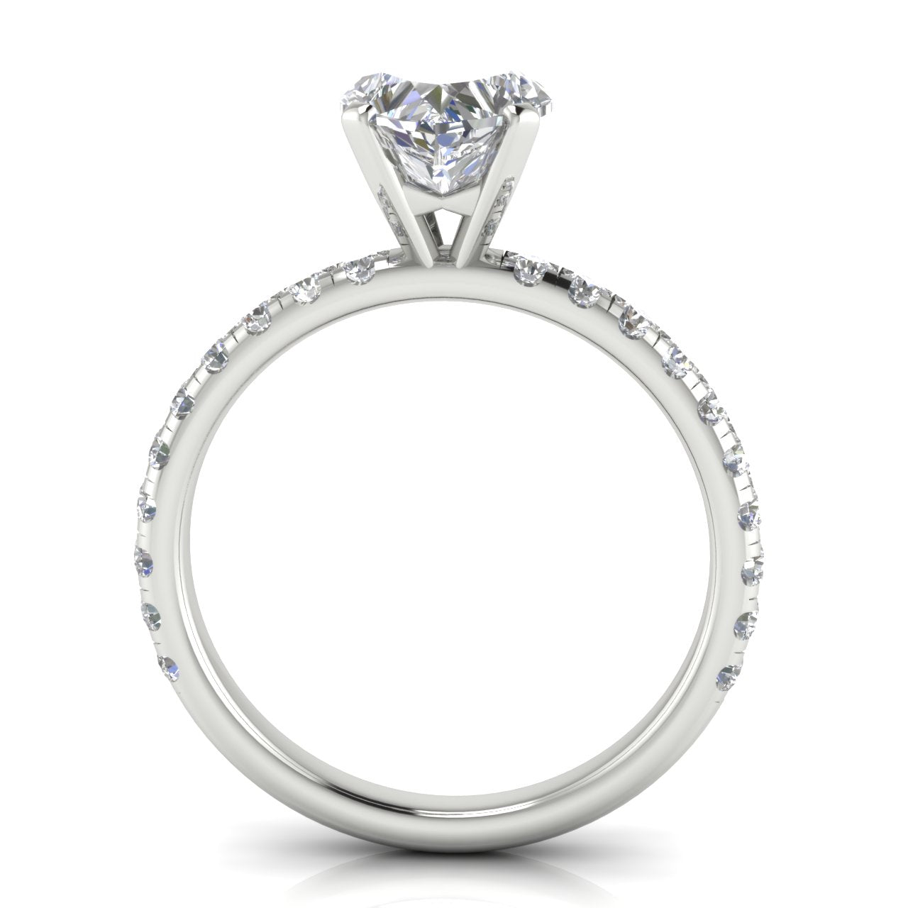 Classic Pave Heart Shaped Lab Diamond Engagement Ring