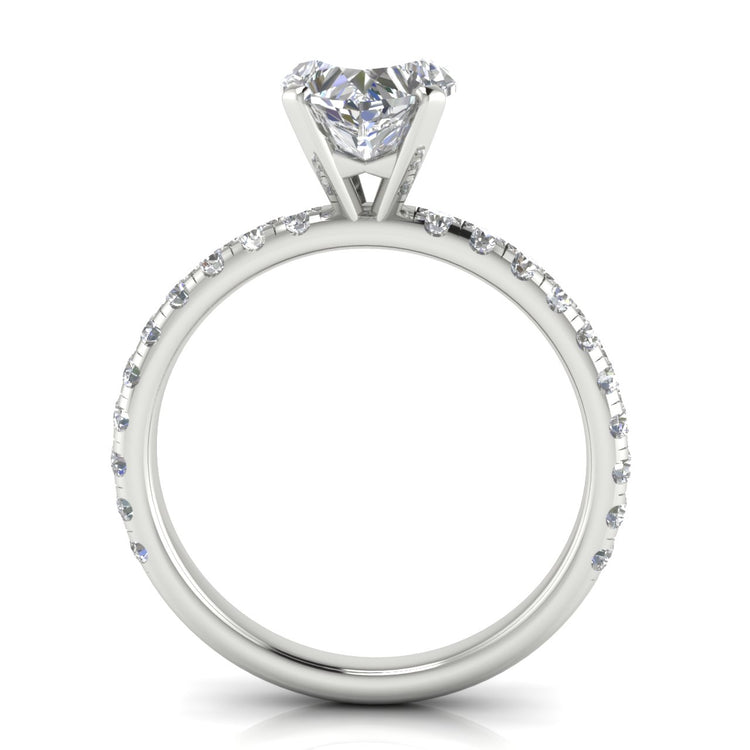 Classic Pave Heart Shaped Lab Diamond Engagement Ring