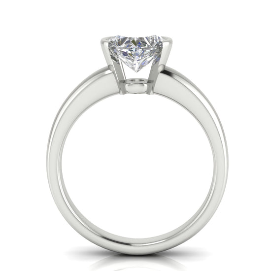 Half Bezel Floating Heart Shaped Moissanite Engagement Ring