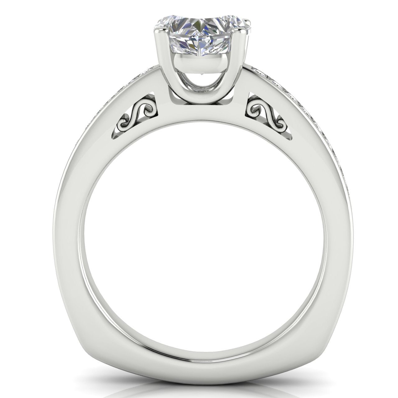 Euro Channel Set Heart Shaped Moissanite Engagement Ring