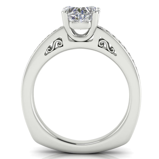 Euro Channel Set Heart Shaped Lab Diamond Engagement Ring