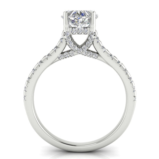 Bridge Pave Heart Shaped Lab Diamond Engagement Ring