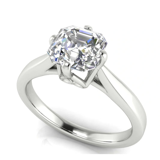 Hidden Accent Emerald Cut Lab Diamond Engagement Ring