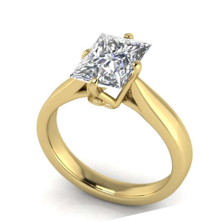 Hidden Accent Princess Cut Lab Diamond Engagement Ring