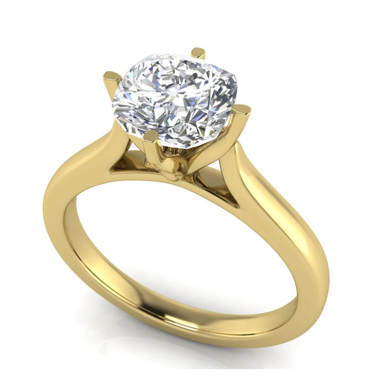 Hidden Accent Round Cut Lab Diamond Engagement Ring