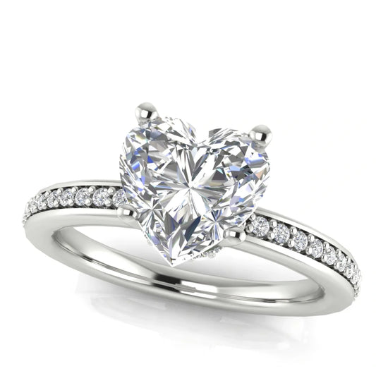 Hidden Halo Heart Shaped Lab Diamond Engagement Ring
