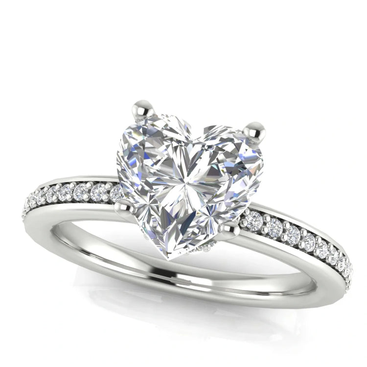 Hidden Halo Heart Shaped Lab Diamond Engagement Ring