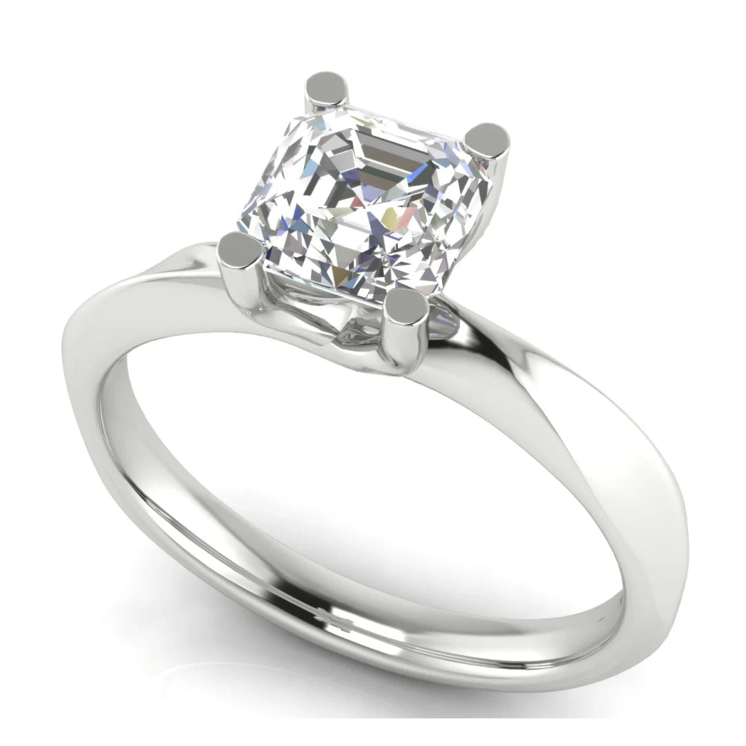 Knife Edge Crossover Emerald Cut Lab Diamond Engagement Ring