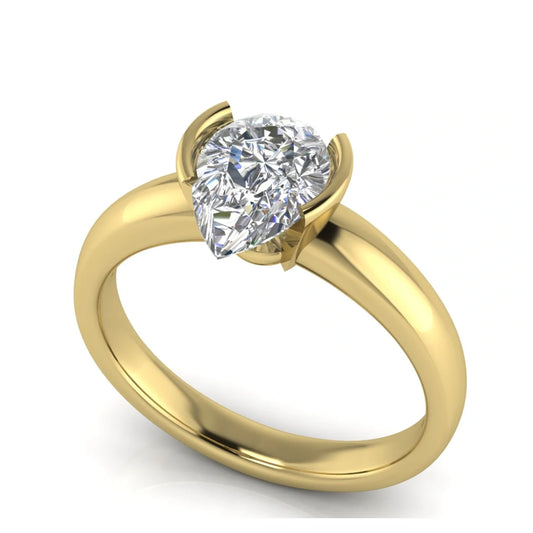 Knife Edge Crossover Pear Shaped Lab Diamond Engagement Ring
