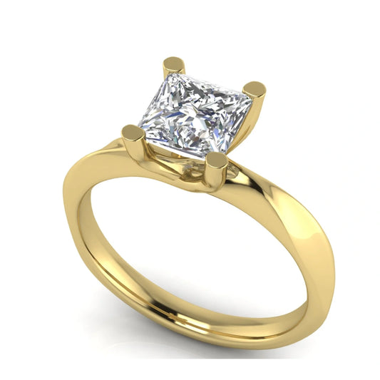 Knife Edged Crossover Princess Cut Lab Diamond Engagement Ring
