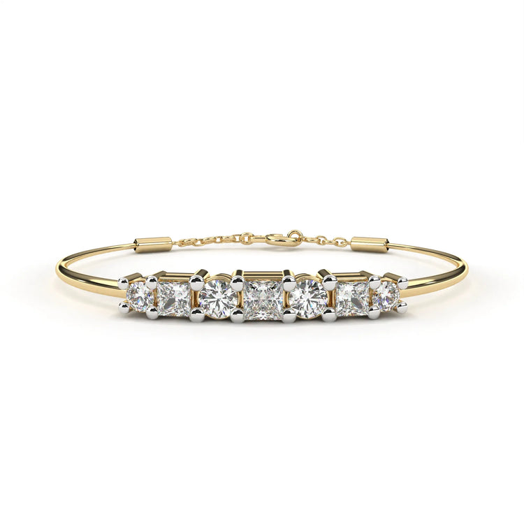 Majestic Princess & Round Cut Moissanite Bracelet