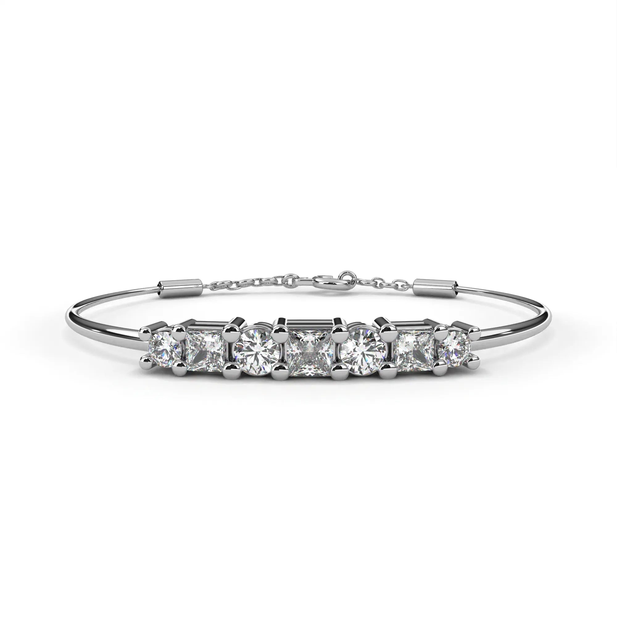 Majestic Princess & Round Cut Moissanite Bracelet