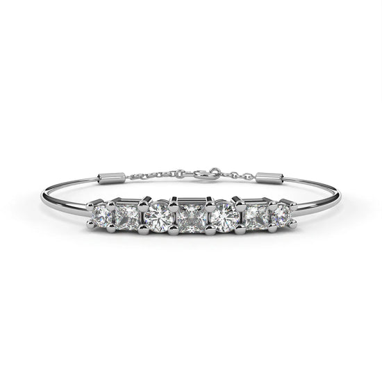 Majestic Princess & Round Cut Moissanite Bracelet