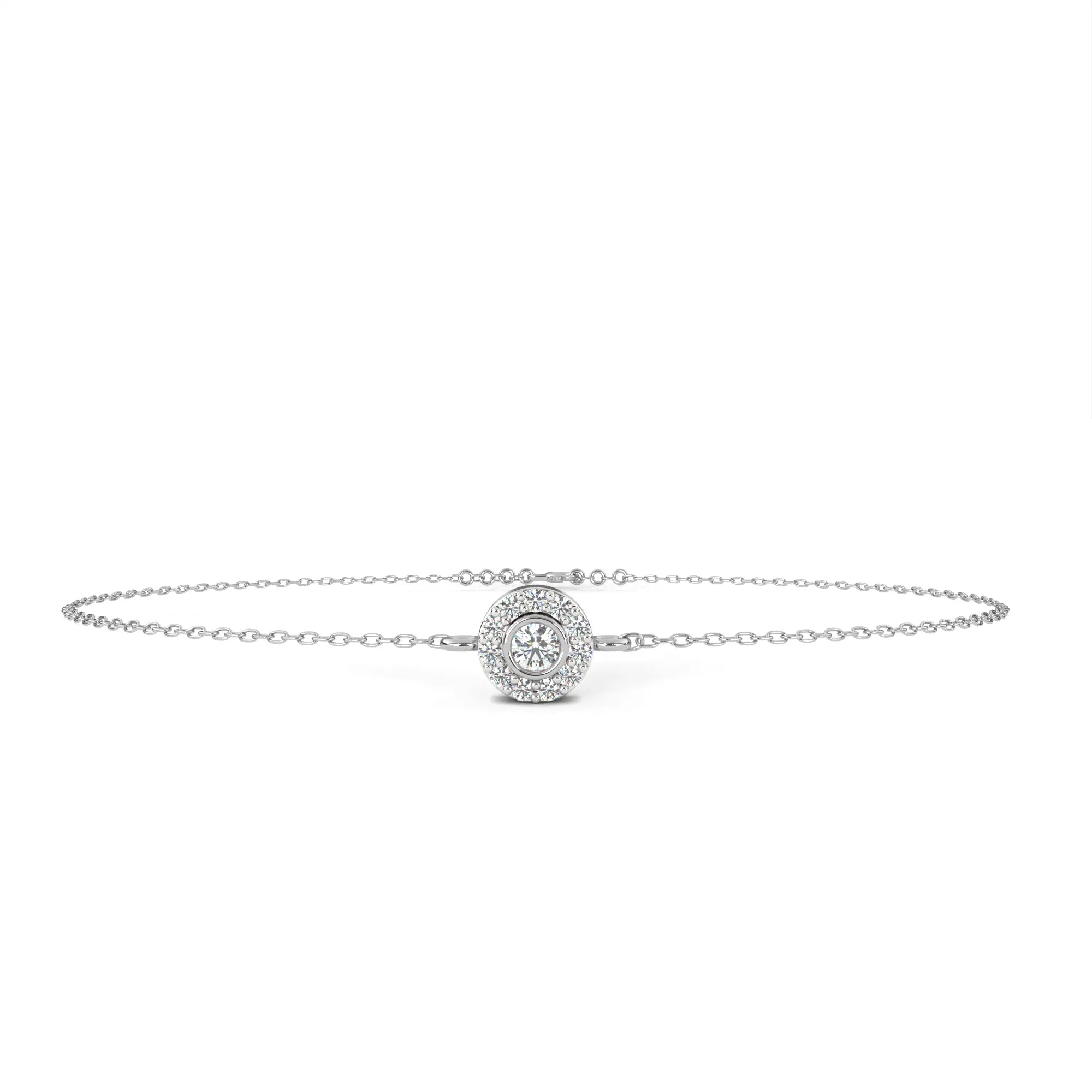 Glistening Halo Solitaire Moissanite Bracelet