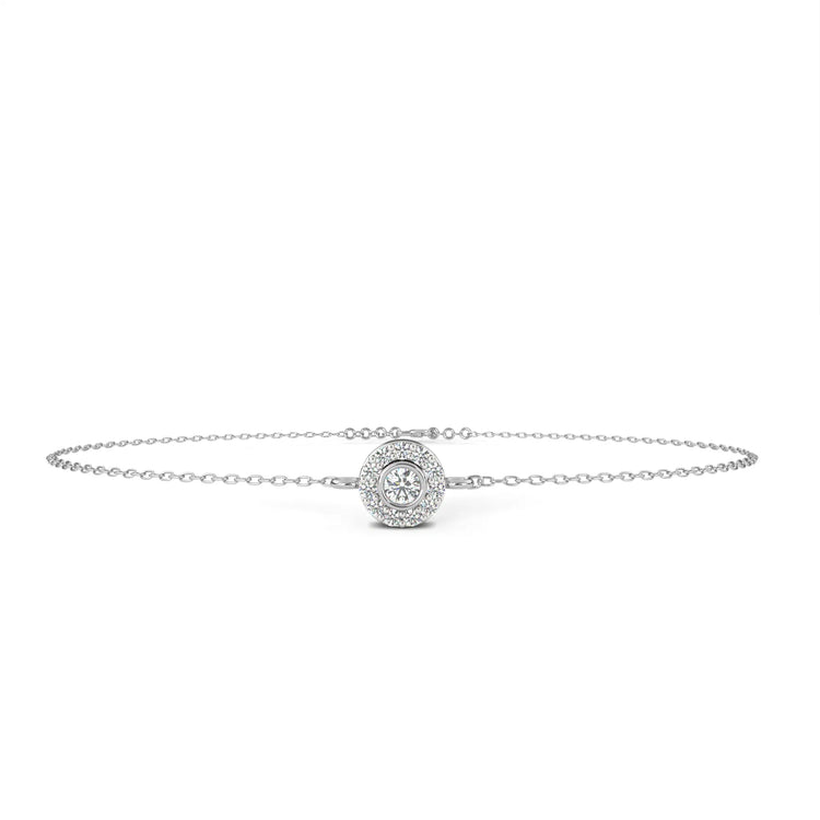 Glistening Halo Solitaire Moissanite Bracelet