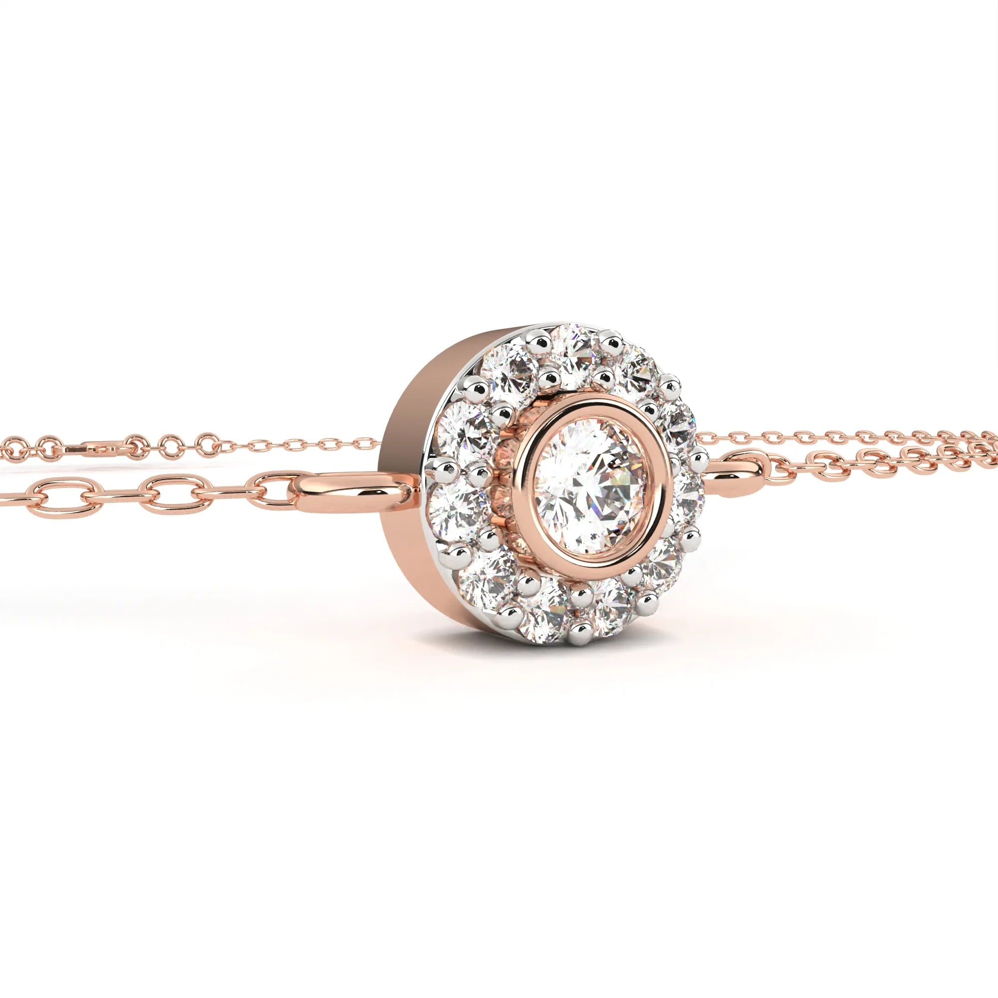 Glistening Halo Solitaire Lab Diamond Bracelet