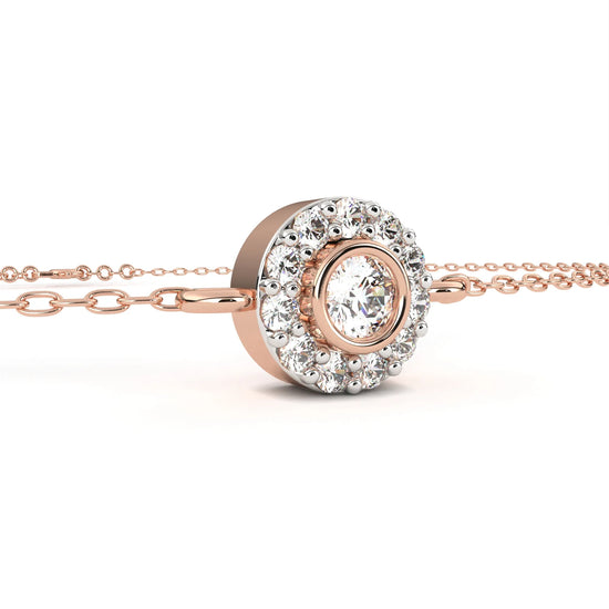 Glistening Halo Solitaire Lab Diamond Bracelet