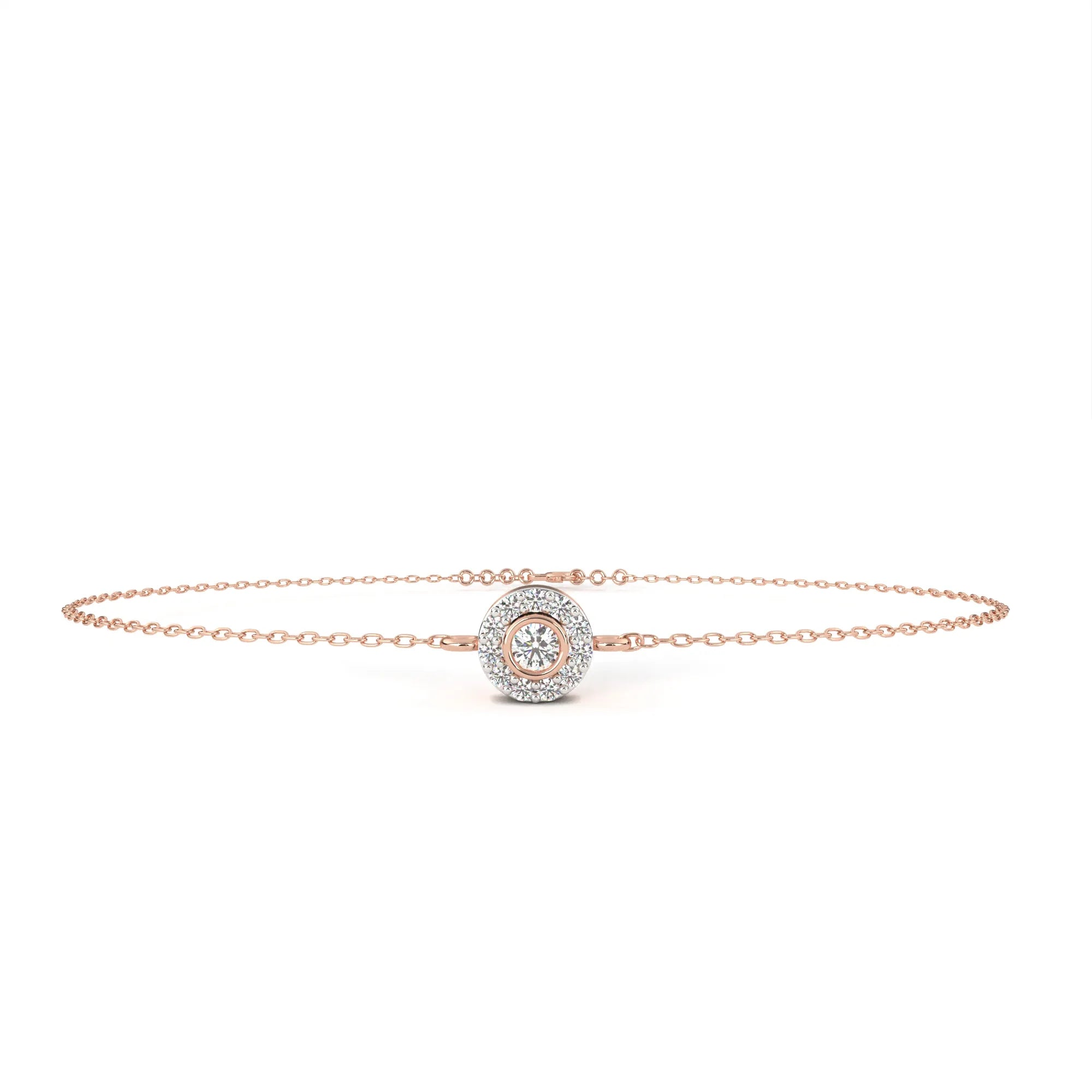 Glistening Halo Solitaire Lab Diamond Bracelet