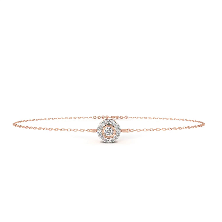 Glistening Halo Solitaire Lab Diamond Bracelet