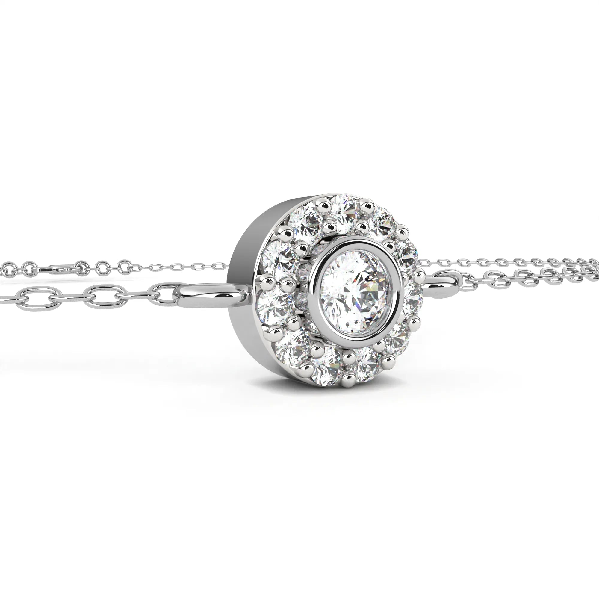 Glistening Halo Solitaire Lab Diamond Bracelet