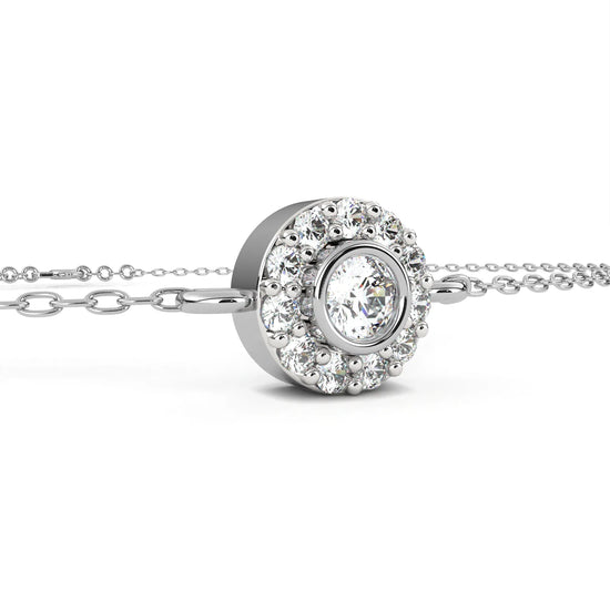 Glistening Halo Solitaire Lab Diamond Bracelet