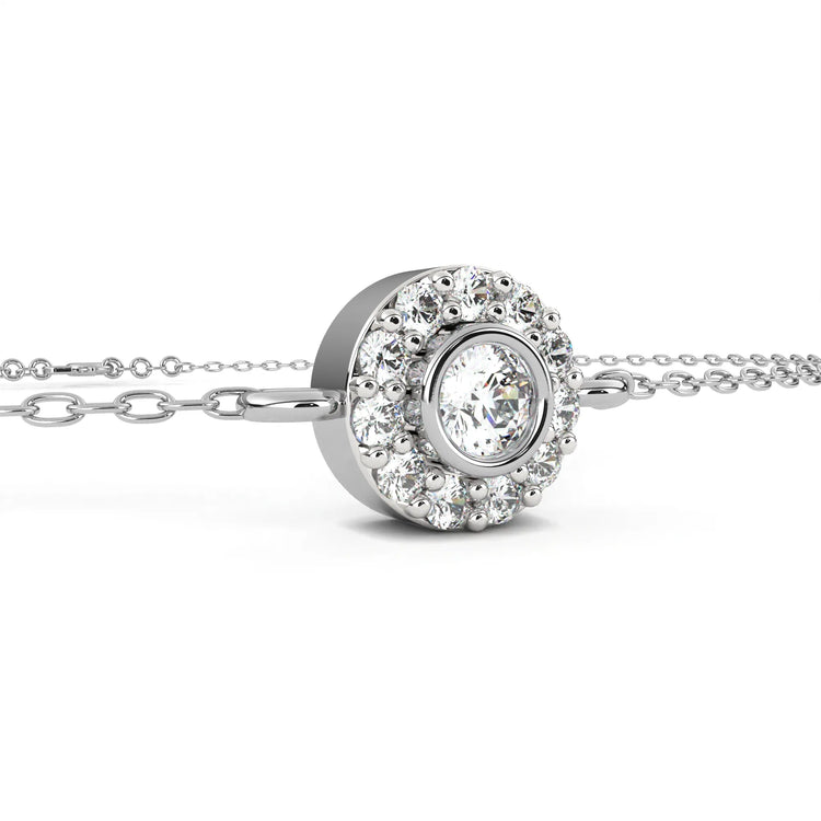 Glistening Halo Solitaire Lab Diamond Bracelet