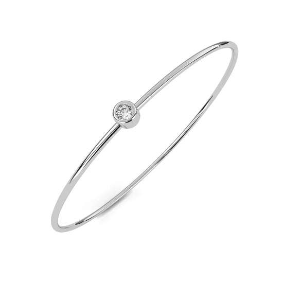 Round Moissanite Solitaire Bezel Bangle