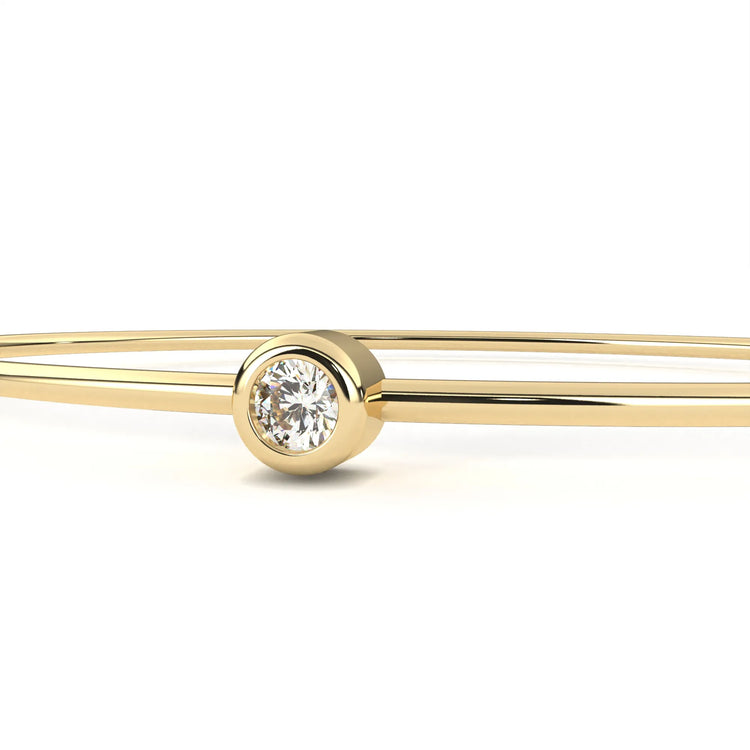 Round Lab Diamond Solitaire Bezel Bangle