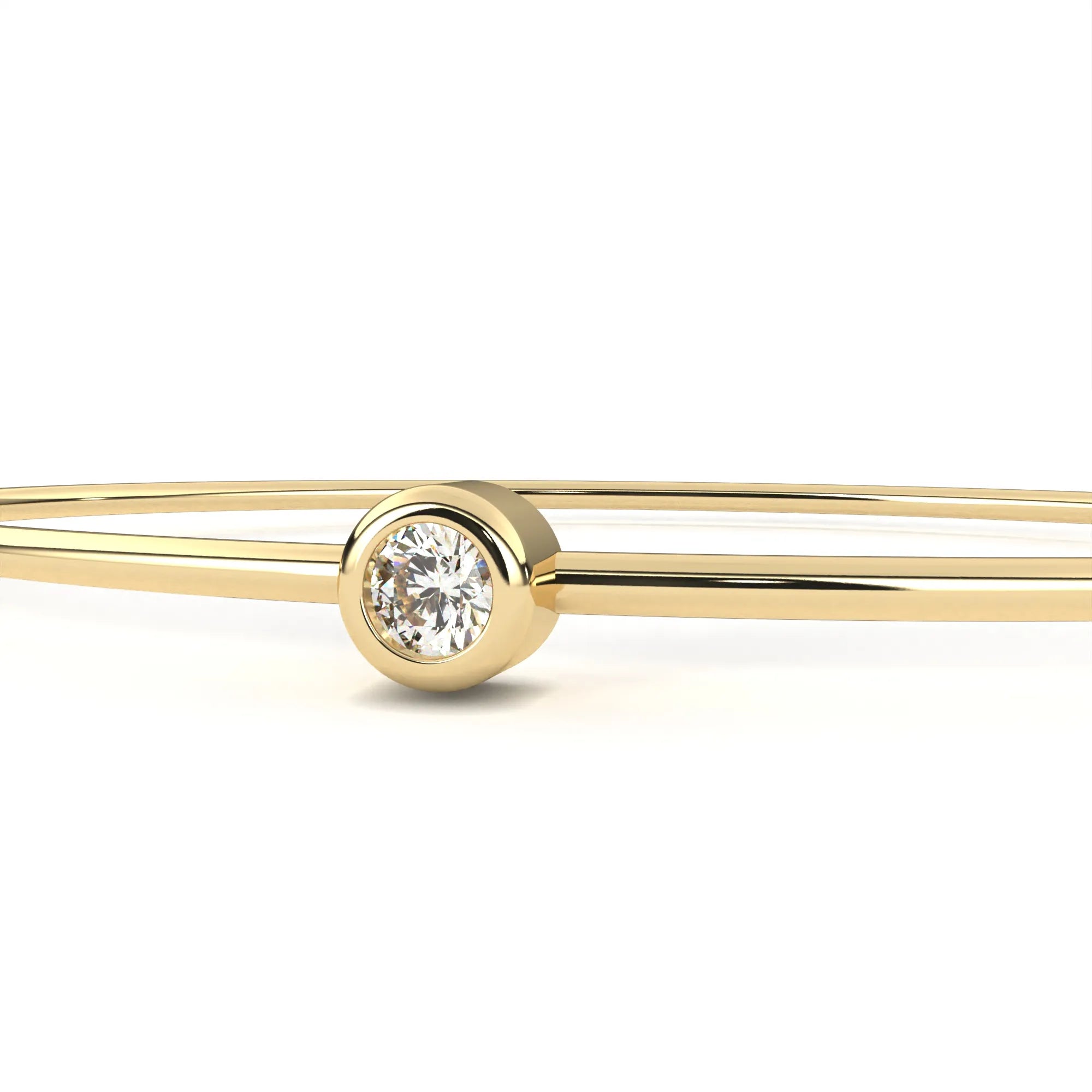 Round Moissanite Solitaire Bezel Bangle