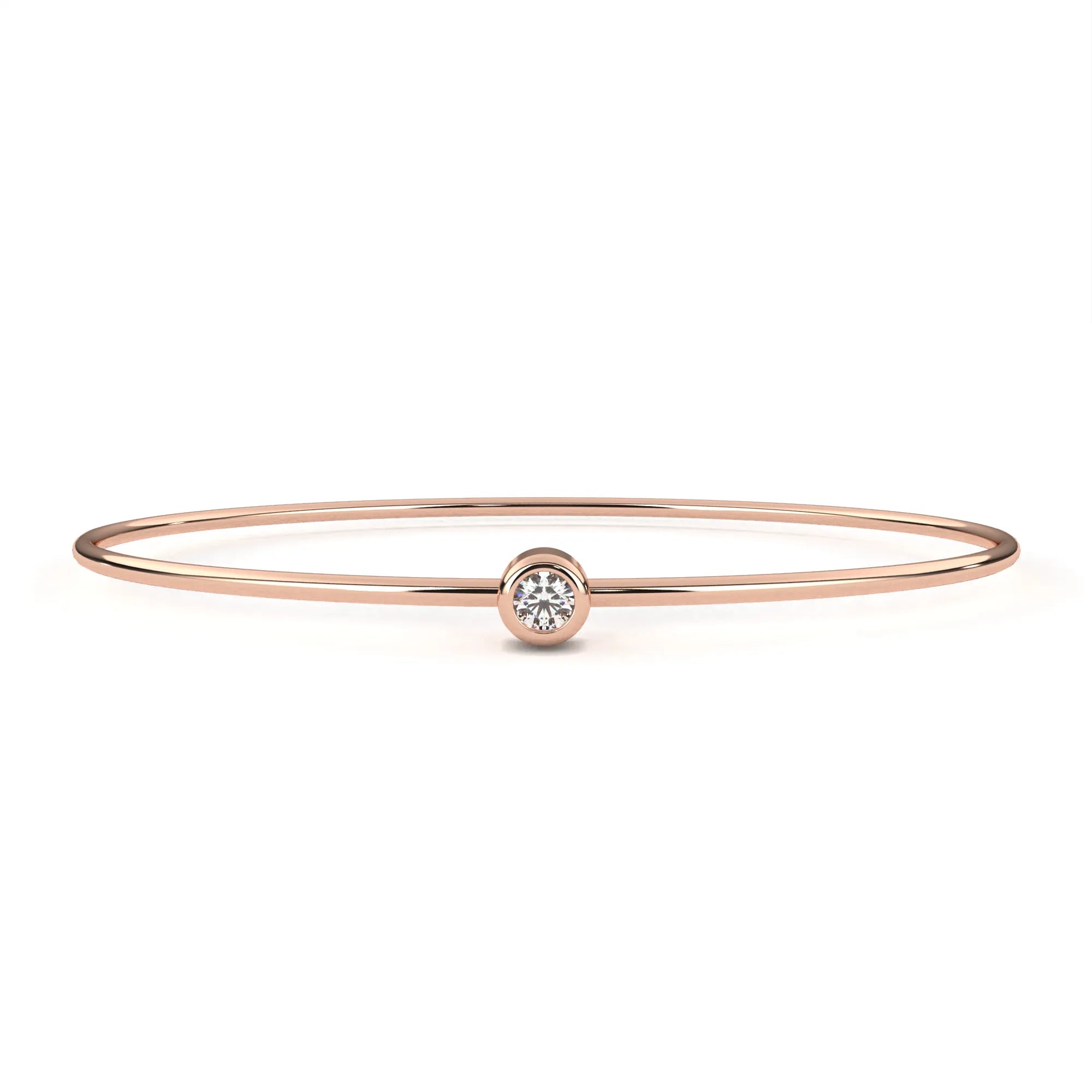 Round Lab Diamond Solitaire Bezel Bangle