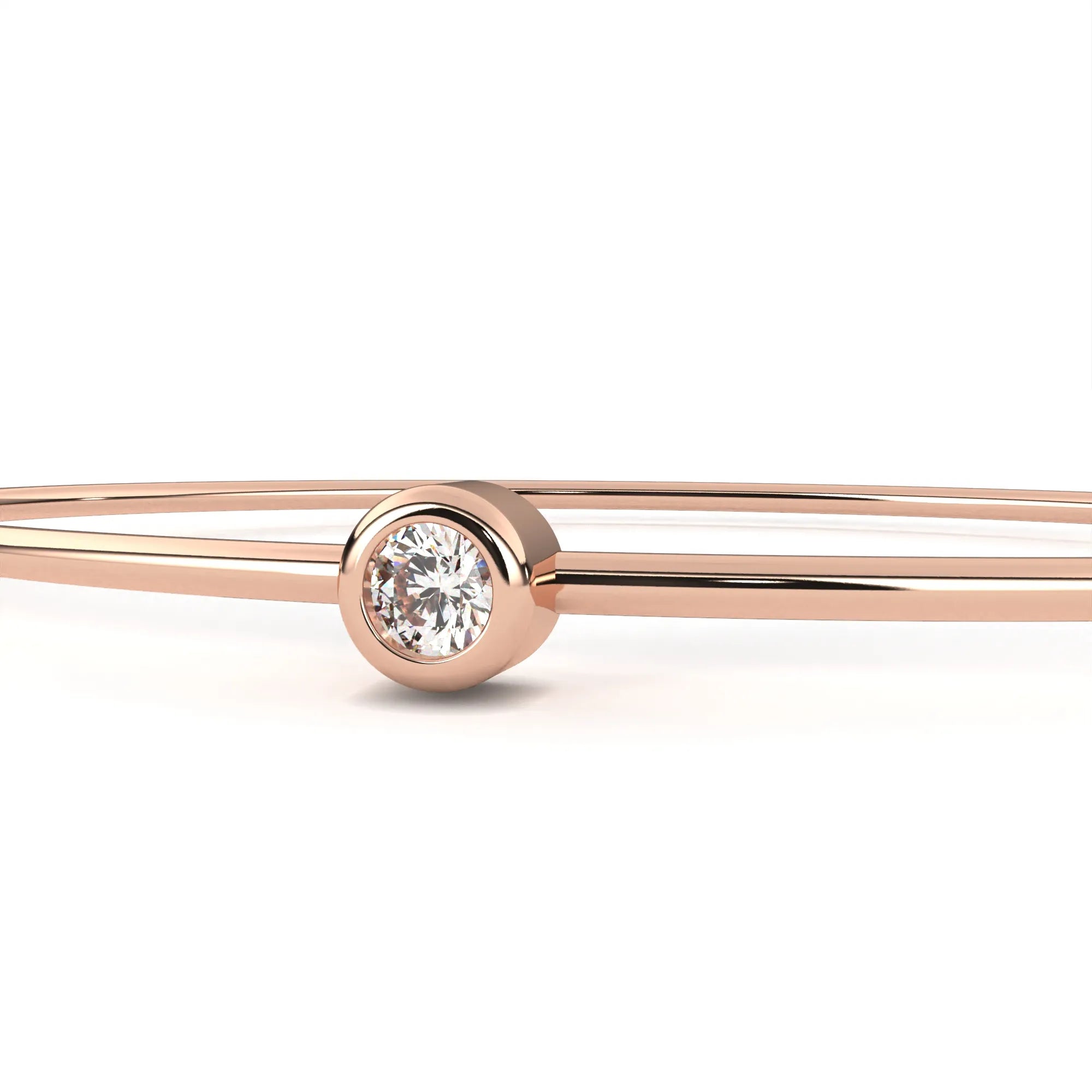 Round Lab Diamond Solitaire Bezel Bangle