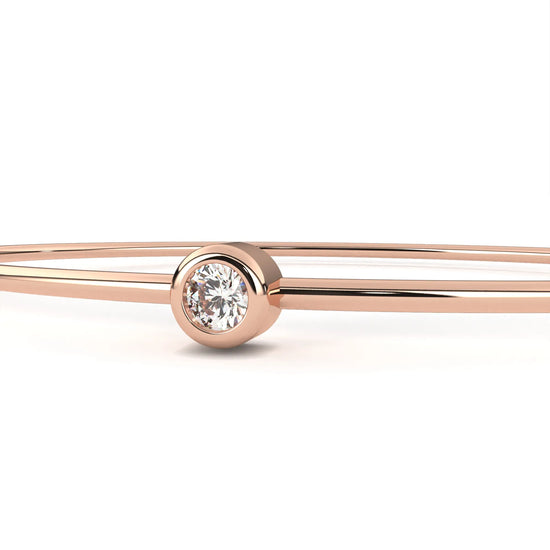 Round Lab Diamond Solitaire Bezel Bangle