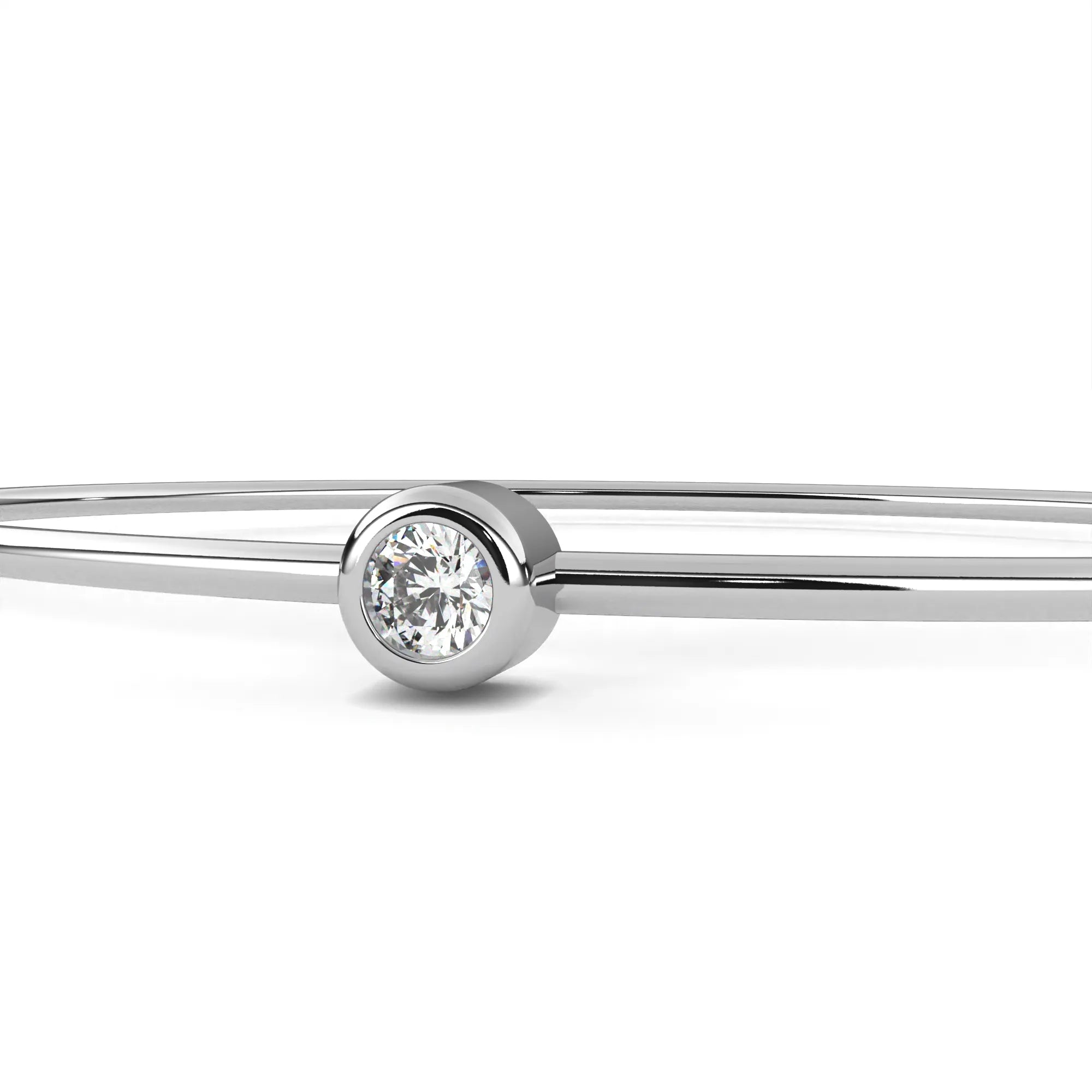 Round Lab Diamond Solitaire Bezel Bangle